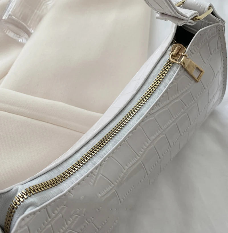 Borsa Sottospalla Donna Effetto Coccodrillo - Baguette Bag in Pelle PU Fashion