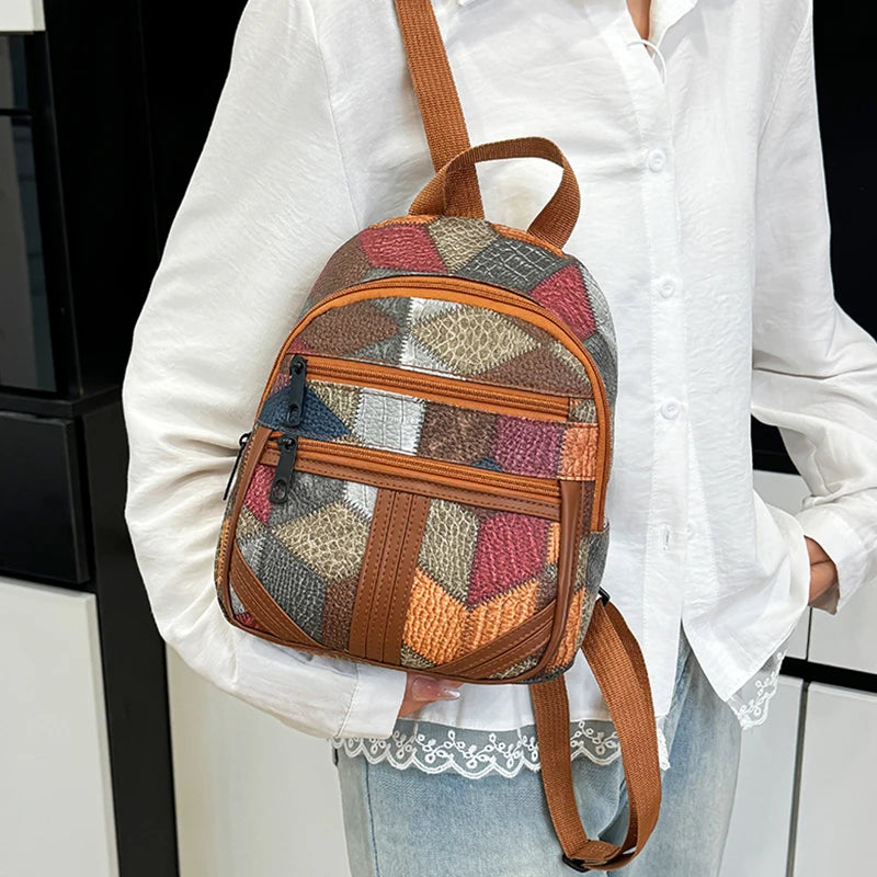 Zaino Casual Patchwork Unisex - Borsa a Spalla Resistente per Viaggio