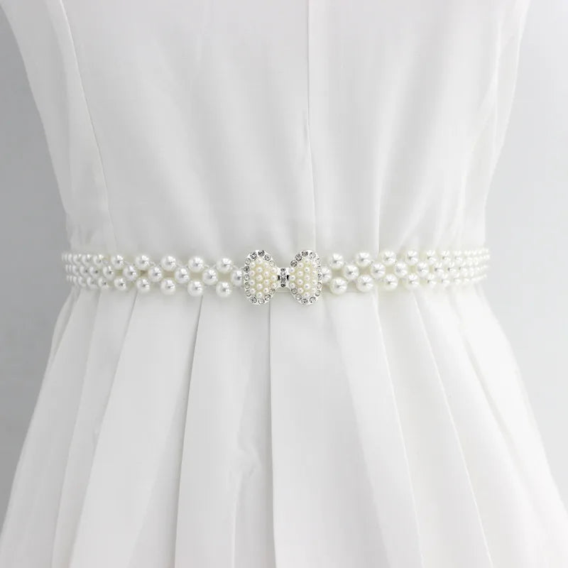 Cintura Elastica Decorativa con Perle e Strass - Accessorio Fashion per Abiti e Vestiti