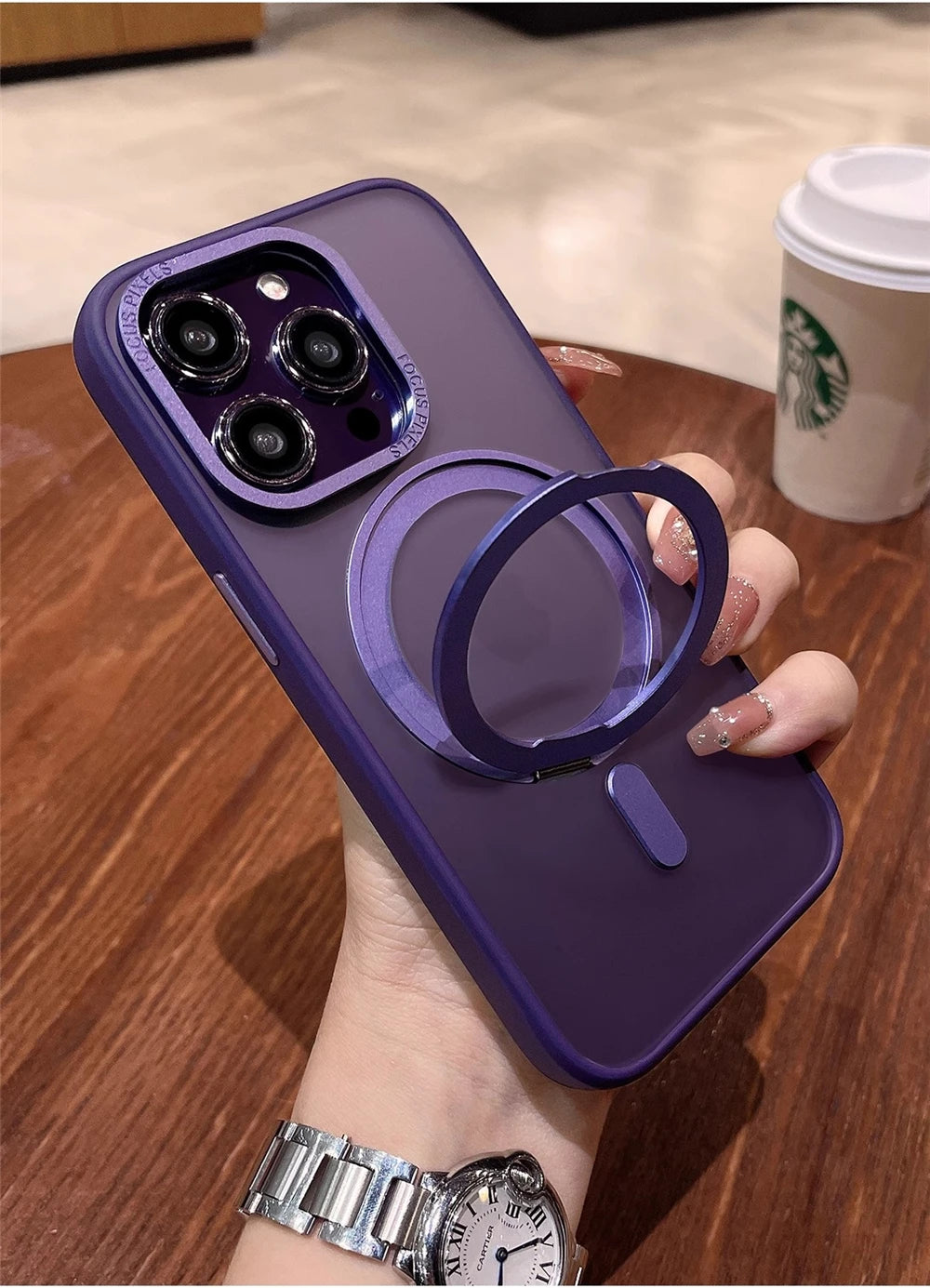 Luxury Rotate Holder Stand Magsafe Magnetic Matte Phone Case For iPhone 17 Air 12 13 14 15 16 Pro Max Protector On 15 Plus Cover