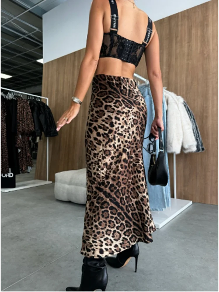 Gonna Lunga Leopardata a Vita Alta - Elegante Street Style