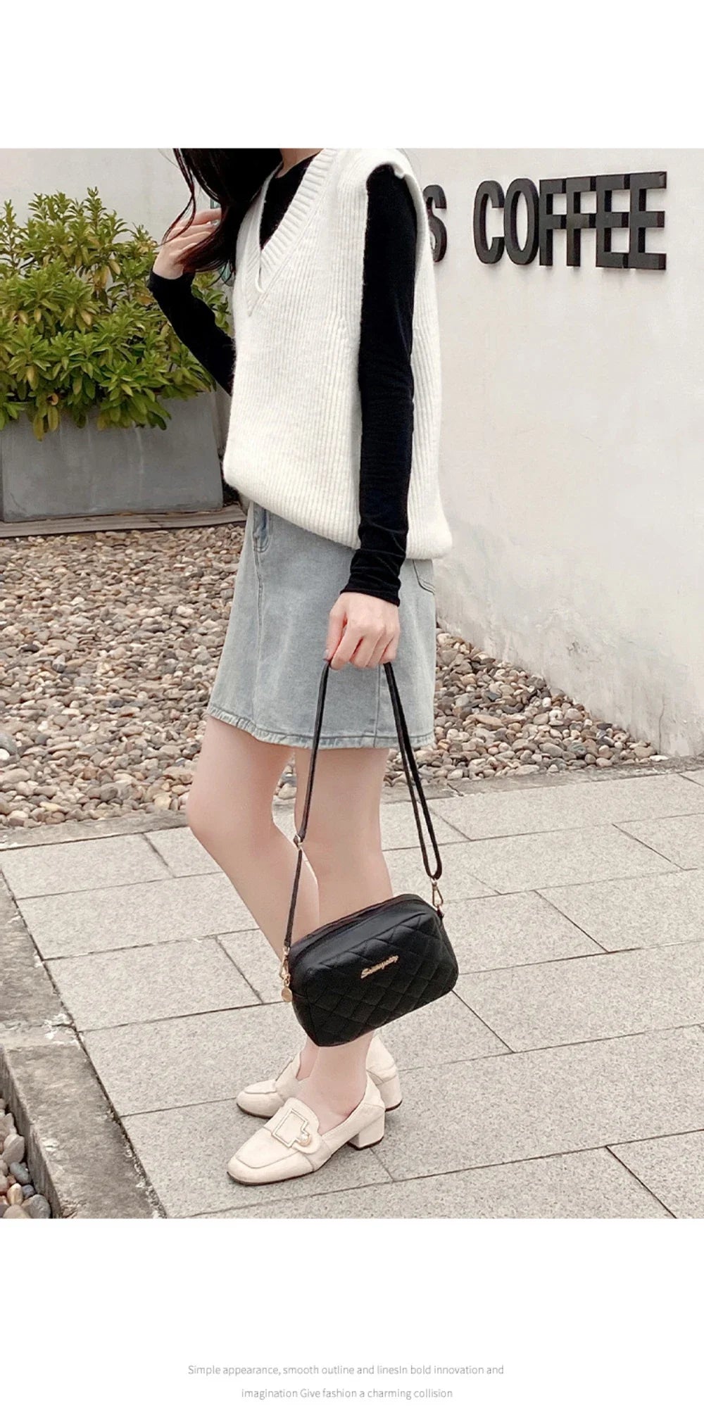 Borsetta a Tracolla Piccola con Nappa e Ricamo - Mini Bag Fashion con Catena