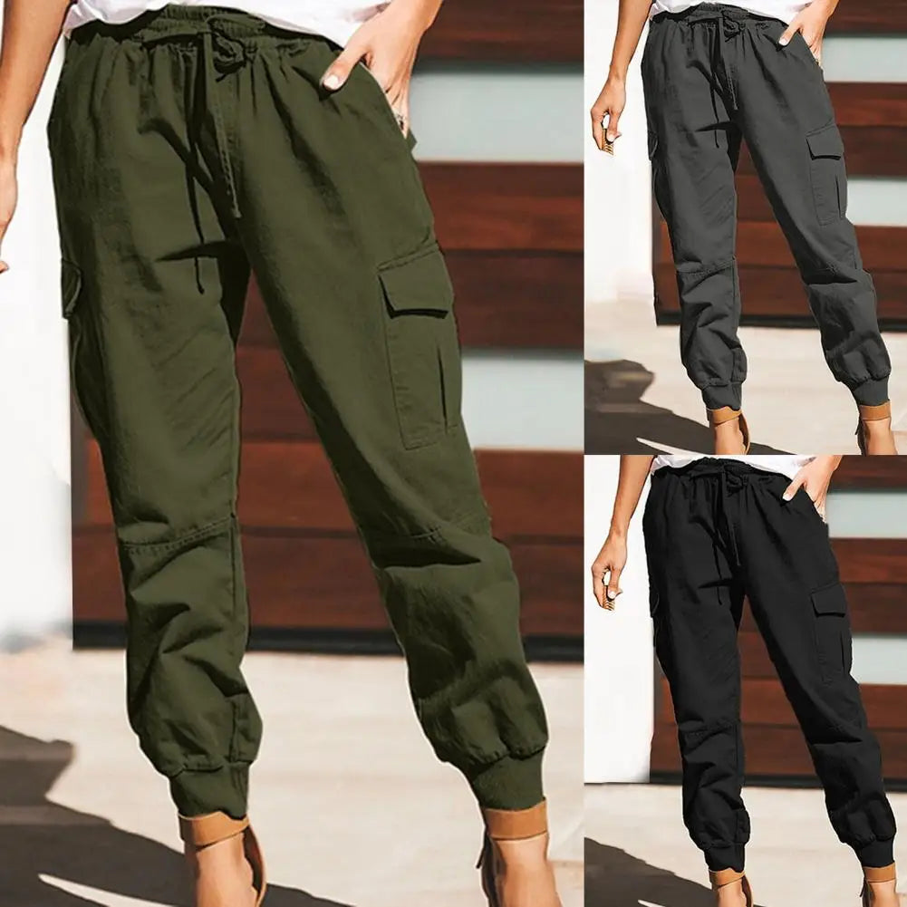 Pantaloni Cargo Donna Vita Alta Tasche Multiple Loose Fit Streetwear Casual Joggers Estate