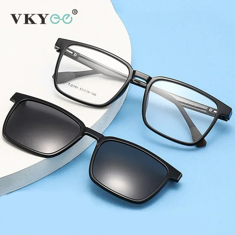 VKYEE Magnetic Clip-On Glasses Driving Polarized Glasses Men's Optical Myopia Glasses Women's Customized Prescription Sunglasses