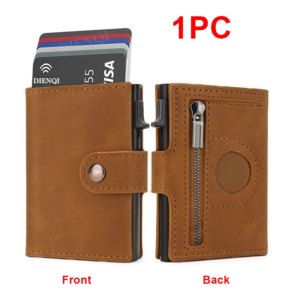 Rfid Carbon Fiber Men Wallets for Airtag Luxury Slim Mini Credit Card Holder Wallets for Men Air Tag Tracker Minimalist Purse