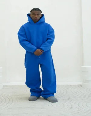 Set Due Pezzi Uomo Felpa + Pantaloni Streetwear Casual Felpato