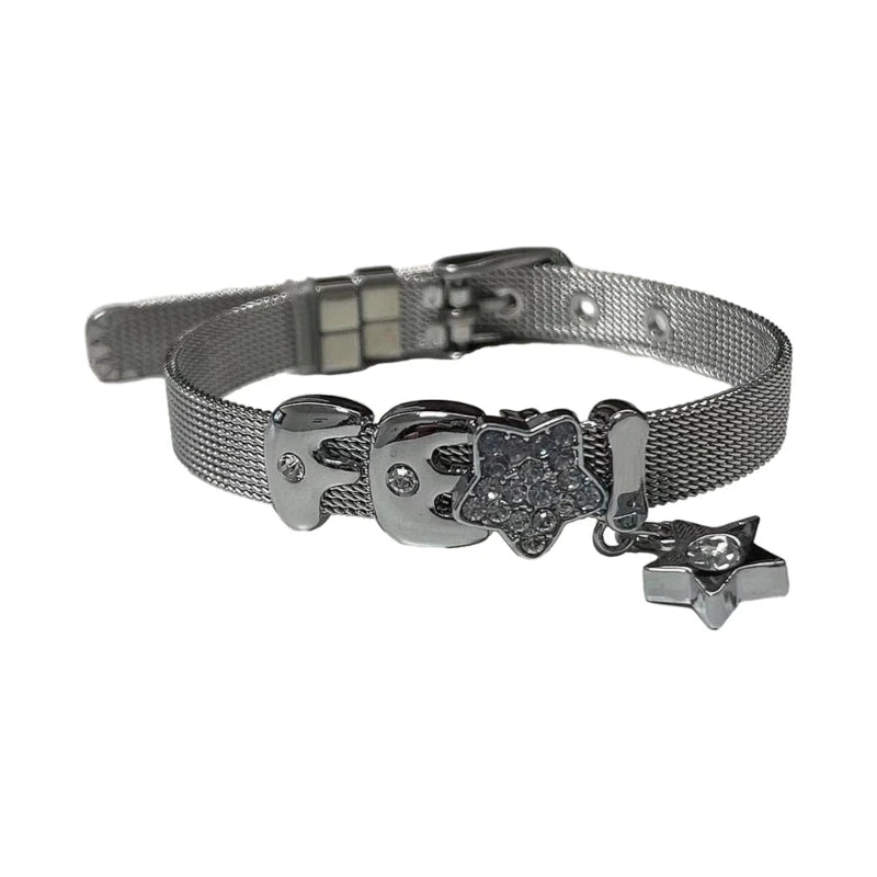 Punk Subculture Diamands Star Letter Wide Bracelets Simple Vintage Casual All-matched Accessories Vacation Jewelry