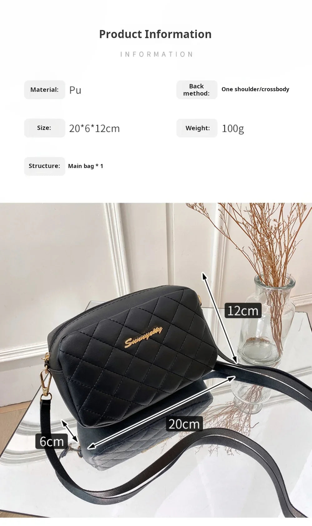 Borsetta a Tracolla Piccola con Nappa e Ricamo - Mini Bag Fashion con Catena