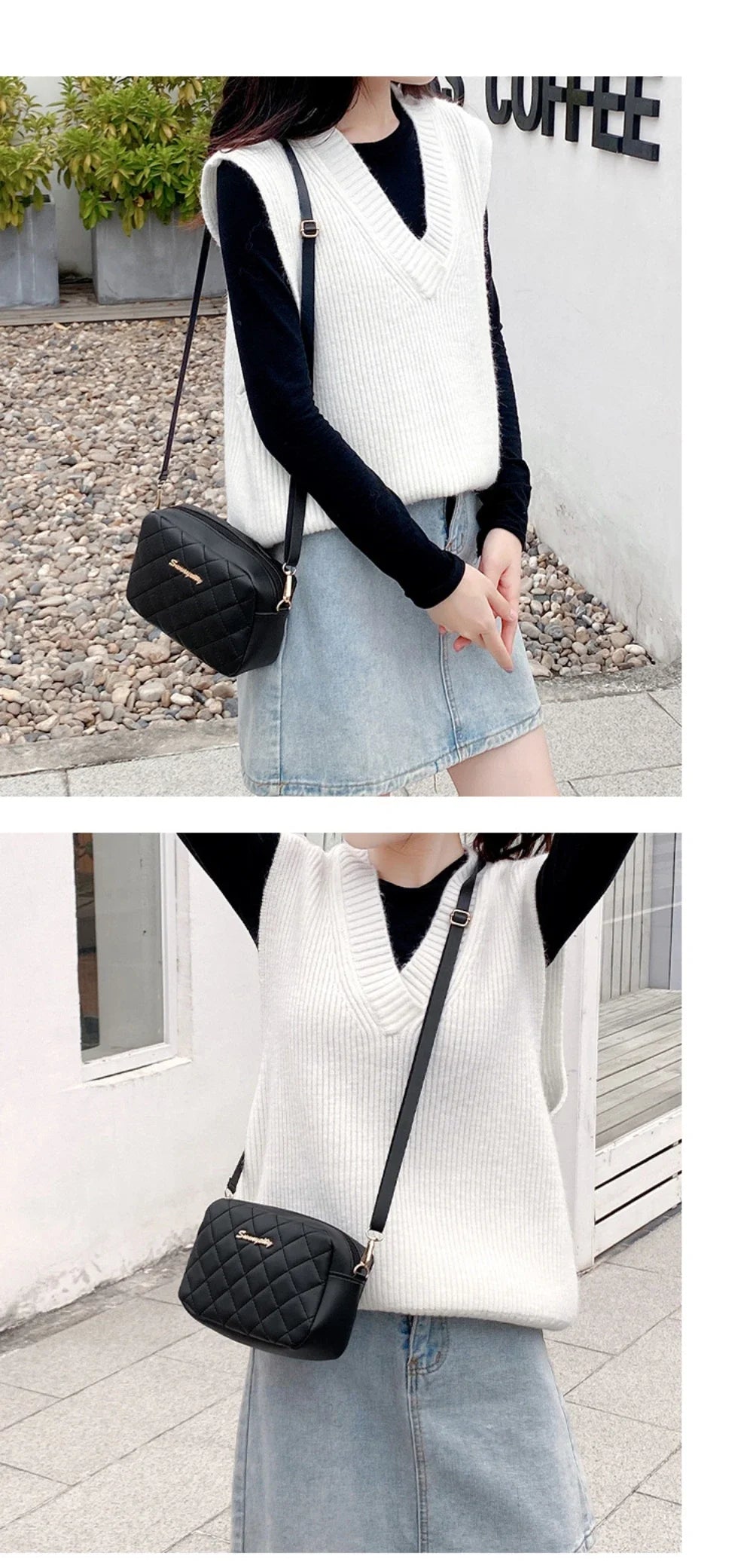 Borsetta a Tracolla Piccola con Nappa e Ricamo - Mini Bag Fashion con Catena