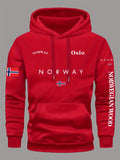 Giacca Sportiva con Cappuccio Unisex – Stampa Bandiera Norvegese Loose Fit