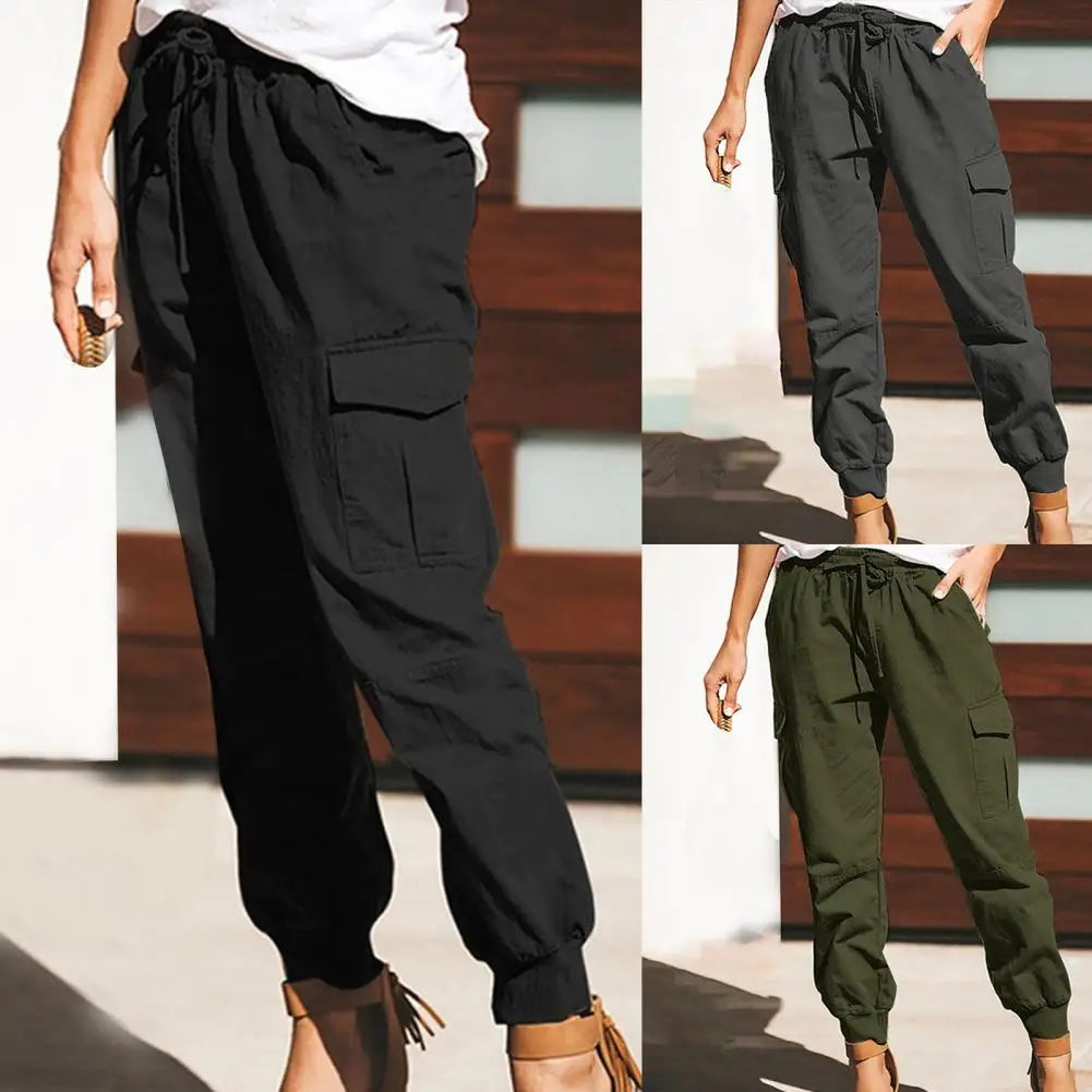Pantaloni Cargo Donna Vita Alta Tasche Multiple Loose Fit Streetwear Casual Joggers Estate