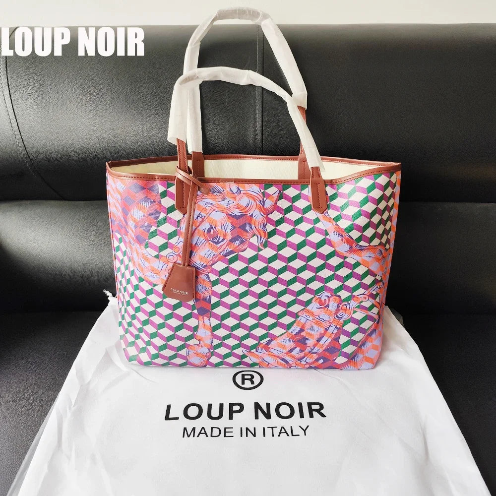 Borsa Tote Luxury Retrò con Stampa Animalier - Grande Capacità Multifunzione