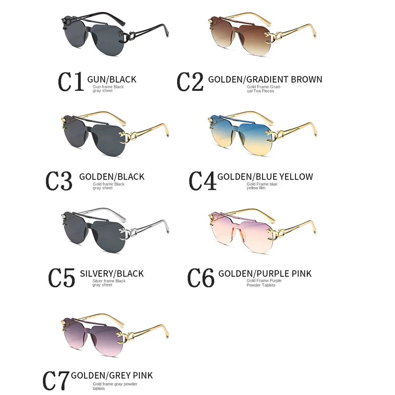 Rimless Pilot Metal Sunglasses Women Men Fashion Luxury Shades Outdoor Driving Sun Glasses Lady Man UV400 Protective Glasses