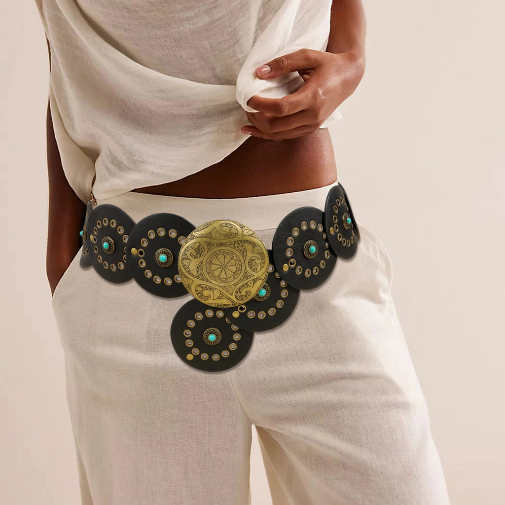Cintura Vintage Western Boho Chic - Donna con Borchie Stile Y2K Larga
