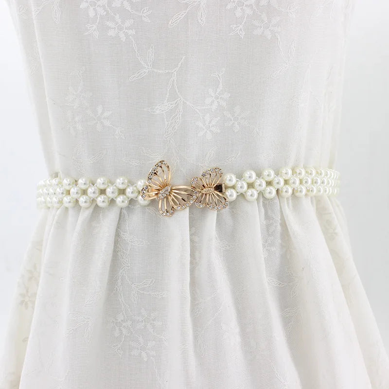 Cintura Elastica Decorativa con Perle e Strass - Accessorio Fashion per Abiti e Vestiti