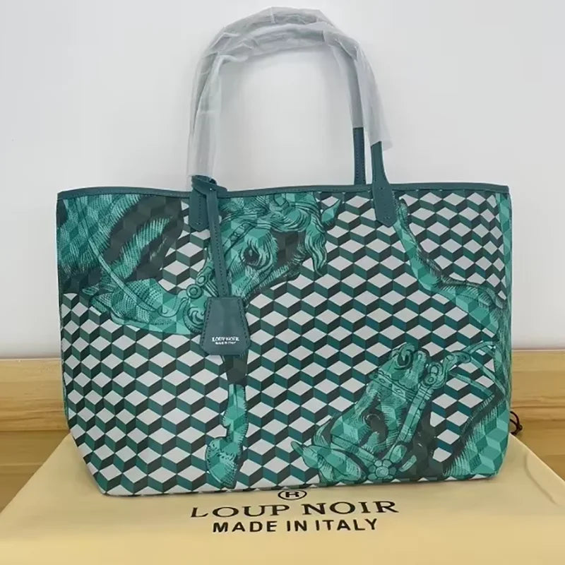 Borsa Tote Luxury Retrò con Stampa Animalier - Grande Capacità Multifunzione