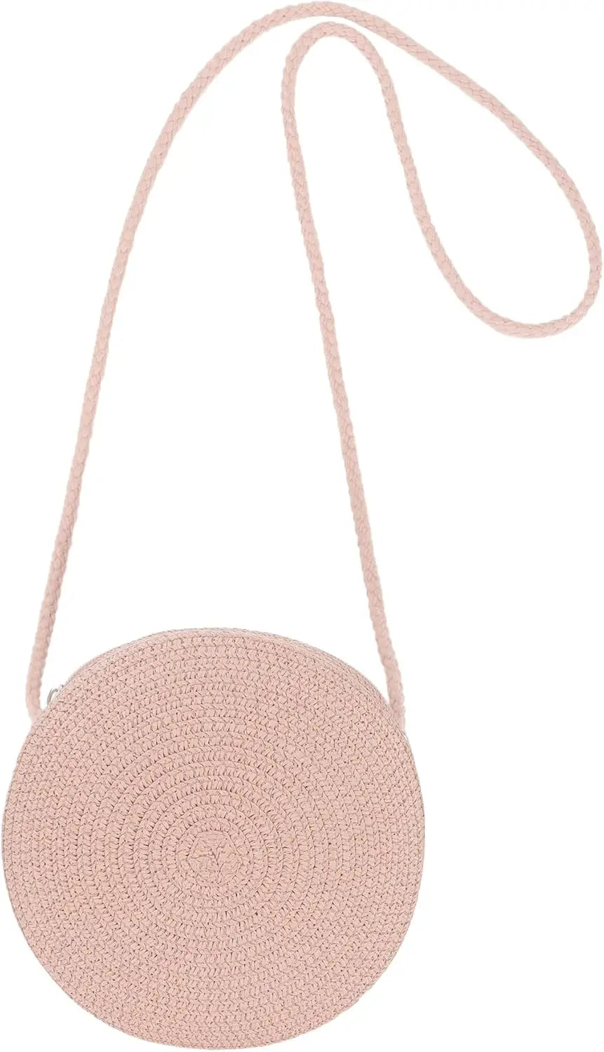 Borsa Rotonda in Paglia Minimalista - Tracolla Donna Stile Vacanza