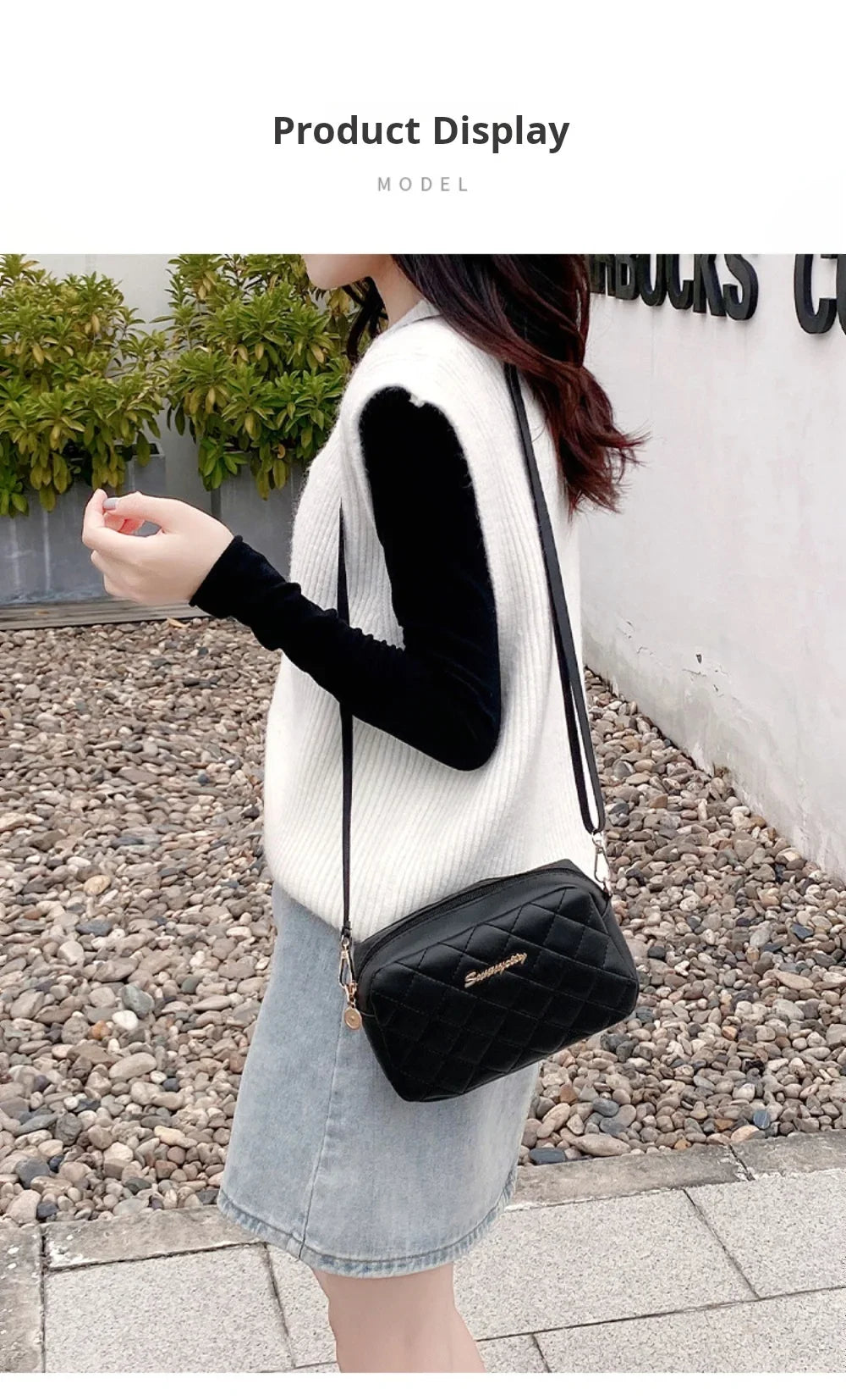 Borsetta a Tracolla Piccola con Nappa e Ricamo - Mini Bag Fashion con Catena