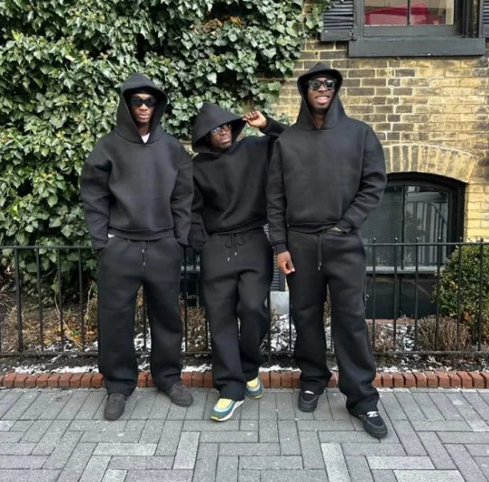 Set Due Pezzi Uomo Felpa + Pantaloni Streetwear Casual Felpato