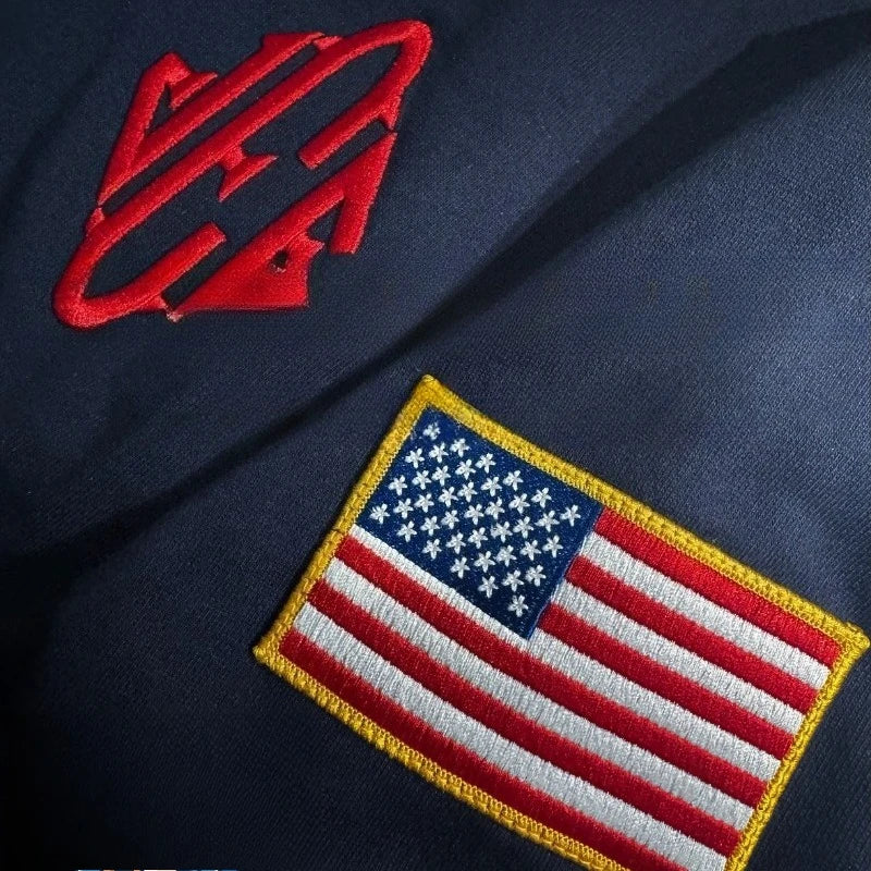 Felpa Ricamata Y2K Uomo Oversize - Collo Alto con Zip Stile Streetwear