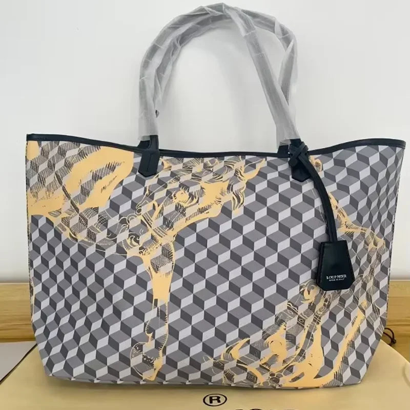 Borsa Tote Luxury Retrò con Stampa Animalier - Grande Capacità Multifunzione