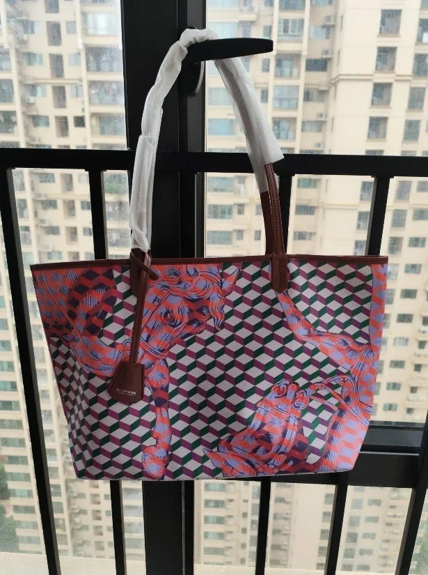 Borsa Tote Luxury Retrò con Stampa Animalier - Grande Capacità Multifunzione