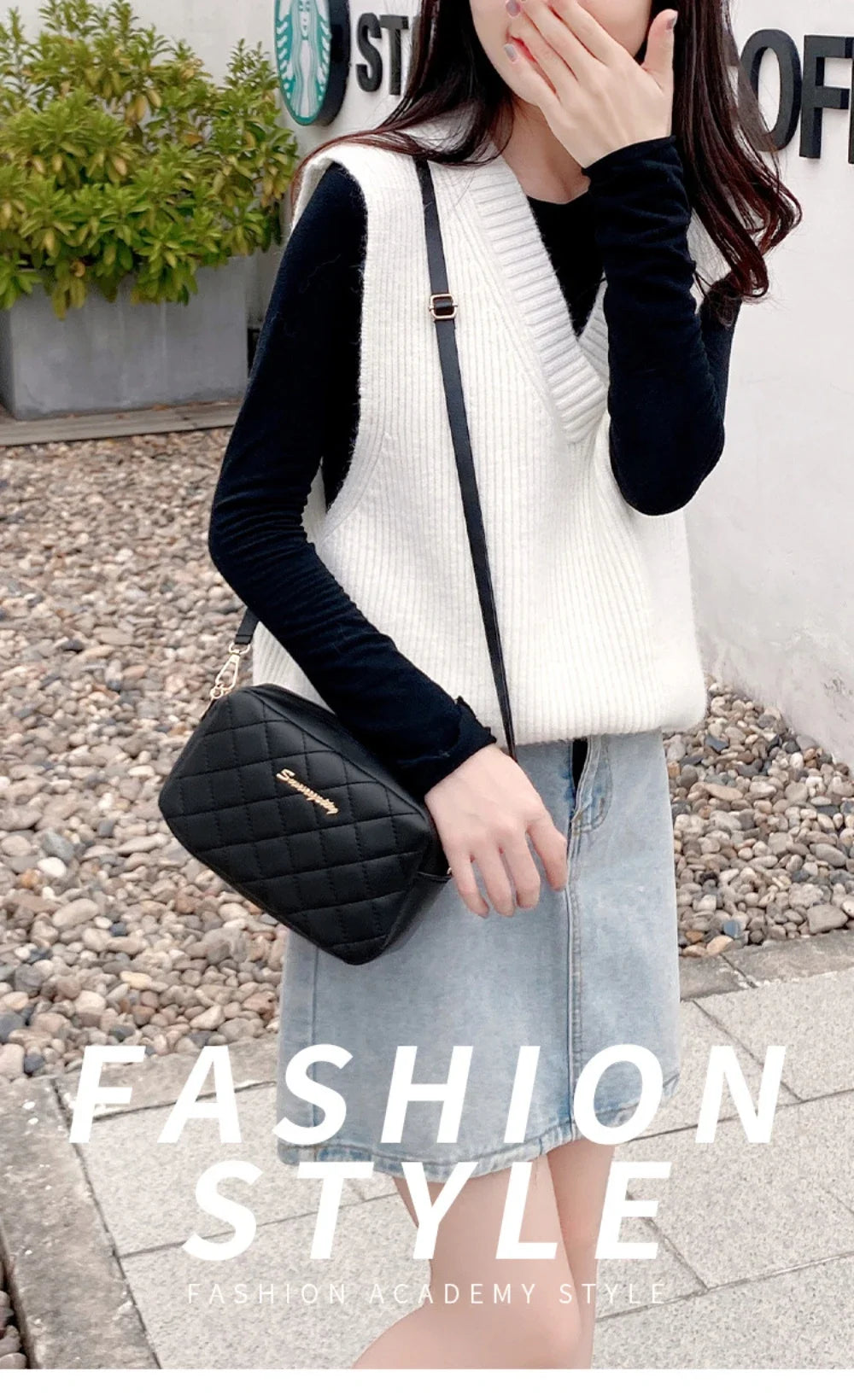 Borsetta a Tracolla Piccola con Nappa e Ricamo - Mini Bag Fashion con Catena