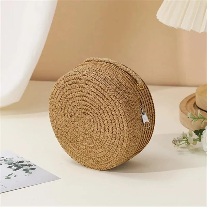 Borsa Paglia Intrecciata Donna - Tracolla Fashion con Chiusura a Lucchetto