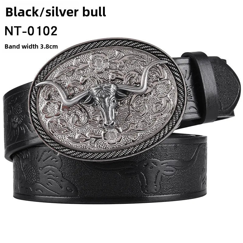 Cintura Western Vintage in Pelle PU - Fibbia con Lettera Classica e Decorazioni Floreali Retrò