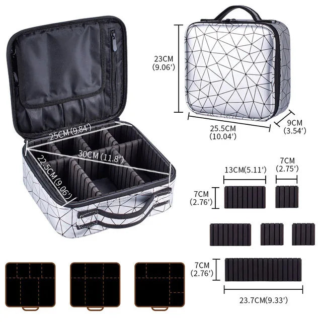 Beauty Case Professionale Impermeabile - Organizer Trucco da Viaggio con Scomparti