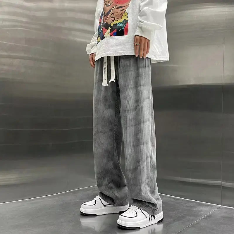 Pantaloni Casual Corduroy Gamba Larga – Stile Retrò Hong Kong