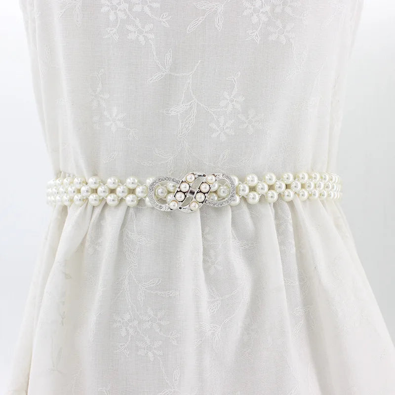 Cintura Elastica Decorativa con Perle e Strass - Accessorio Fashion per Abiti e Vestiti