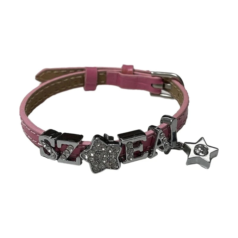 Punk Subculture Diamands Star Letter Wide Bracelets Simple Vintage Casual All-matched Accessories Vacation Jewelry