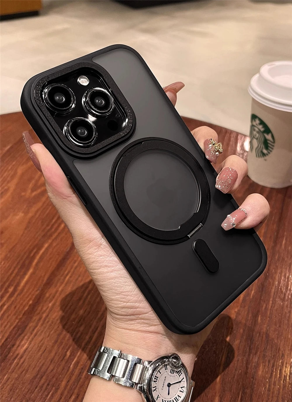 Luxury Rotate Holder Stand Magsafe Magnetic Matte Phone Case For iPhone 17 Air 12 13 14 15 16 Pro Max Protector On 15 Plus Cover