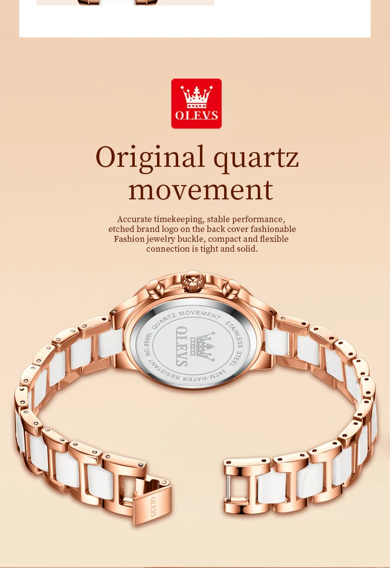 OLEVS Exquisite Women's Watches Prismatic Mirror Surface Quartz Watch Chronograph Gift Bracelet Calendar Waterproof Female Watch