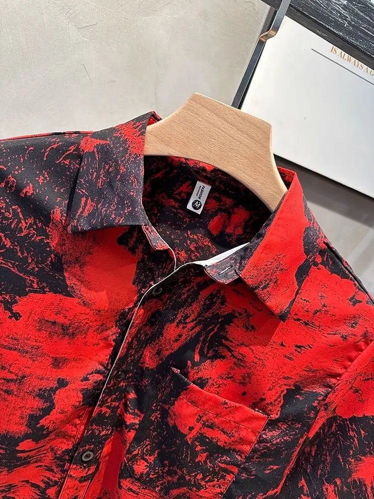 Camicia Uomo Floreale Slim Fit – Manica Corta Stile Hipster Americano