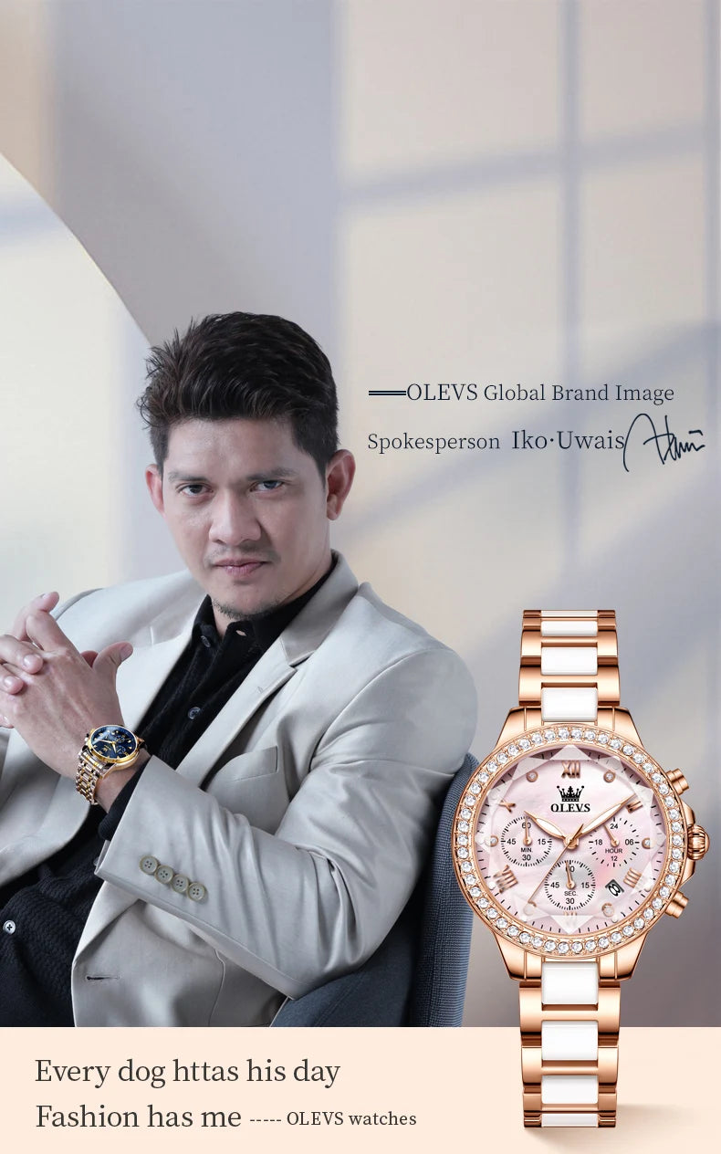 OLEVS Exquisite Women's Watches Prismatic Mirror Surface Quartz Watch Chronograph Gift Bracelet Calendar Waterproof Female Watch