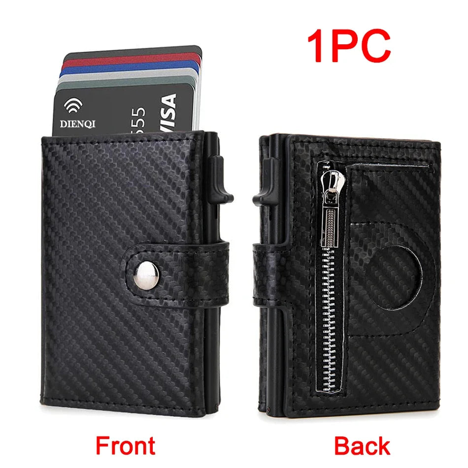 Rfid Carbon Fiber Men Wallets for Airtag Luxury Slim Mini Credit Card Holder Wallets for Men Air Tag Tracker Minimalist Purse
