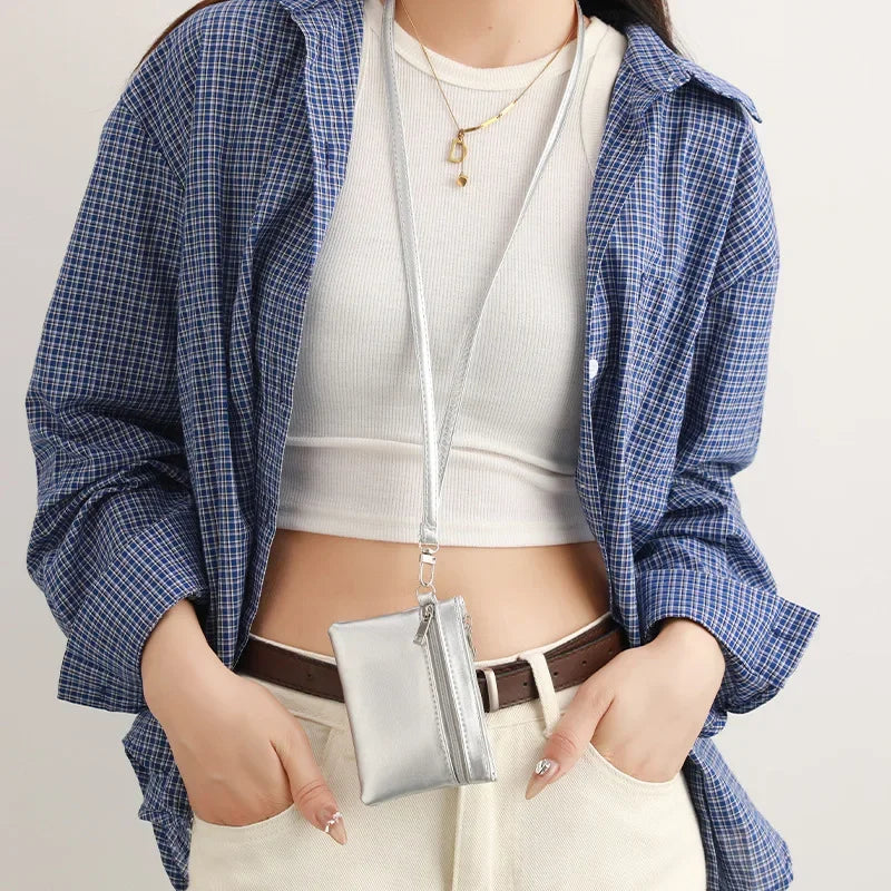 Mini Portamonete in Pelle PU - Portachiavi Compatto con Zip