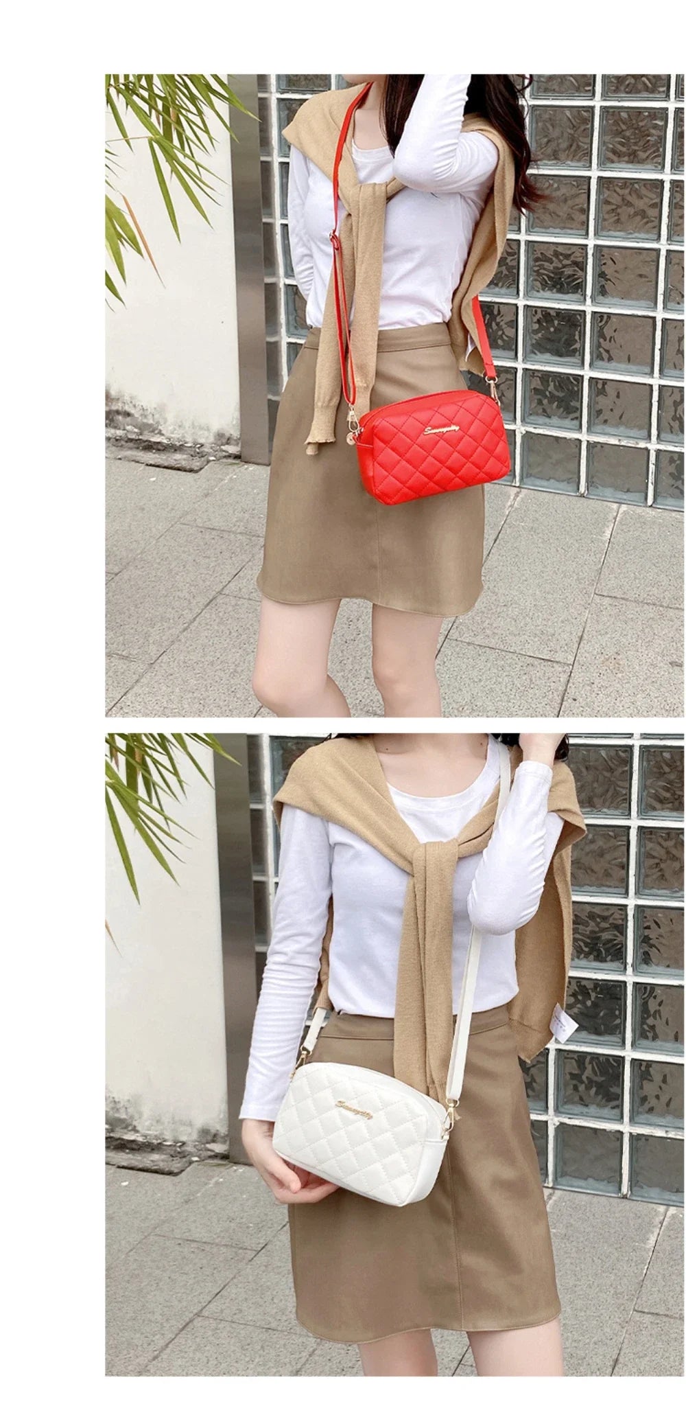 Borsetta a Tracolla Piccola con Nappa e Ricamo - Mini Bag Fashion con Catena