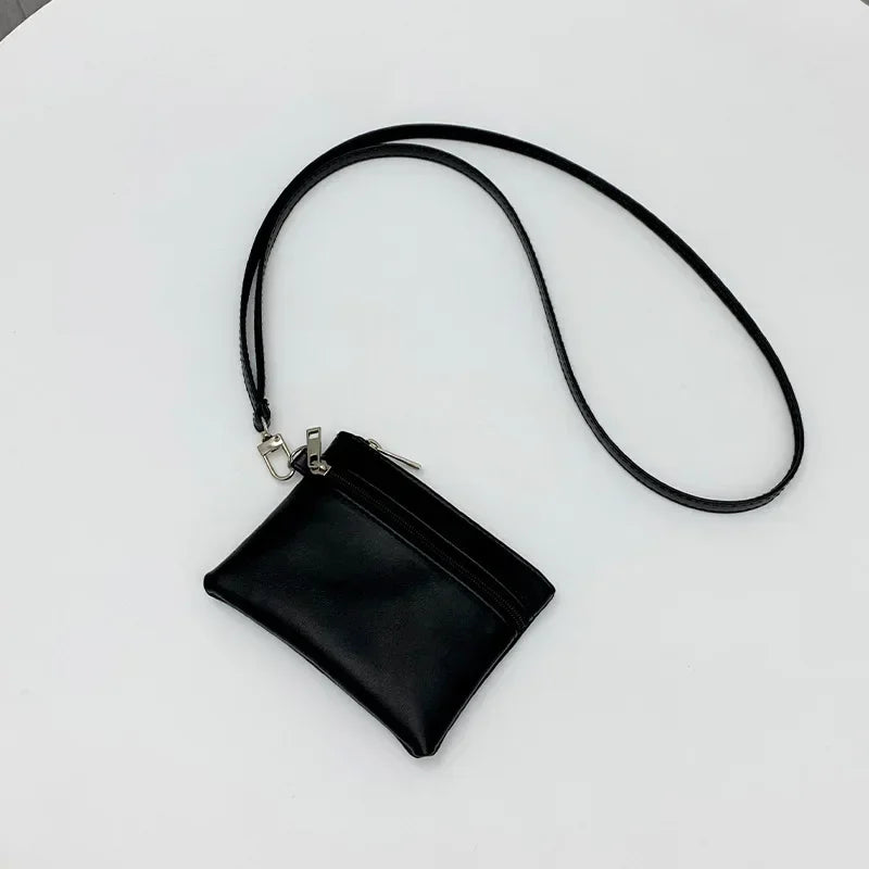 Mini Portamonete in Pelle PU - Portachiavi Compatto con Zip