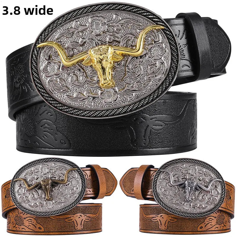Cintura Western Vintage in Pelle PU - Fibbia con Lettera Classica e Decorazioni Floreali Retrò