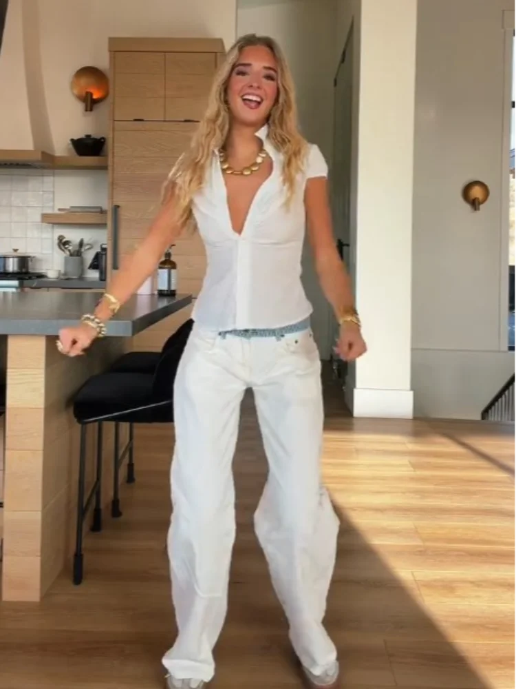 Wide Leg Jeans Donna | Pantaloni Casual High Street