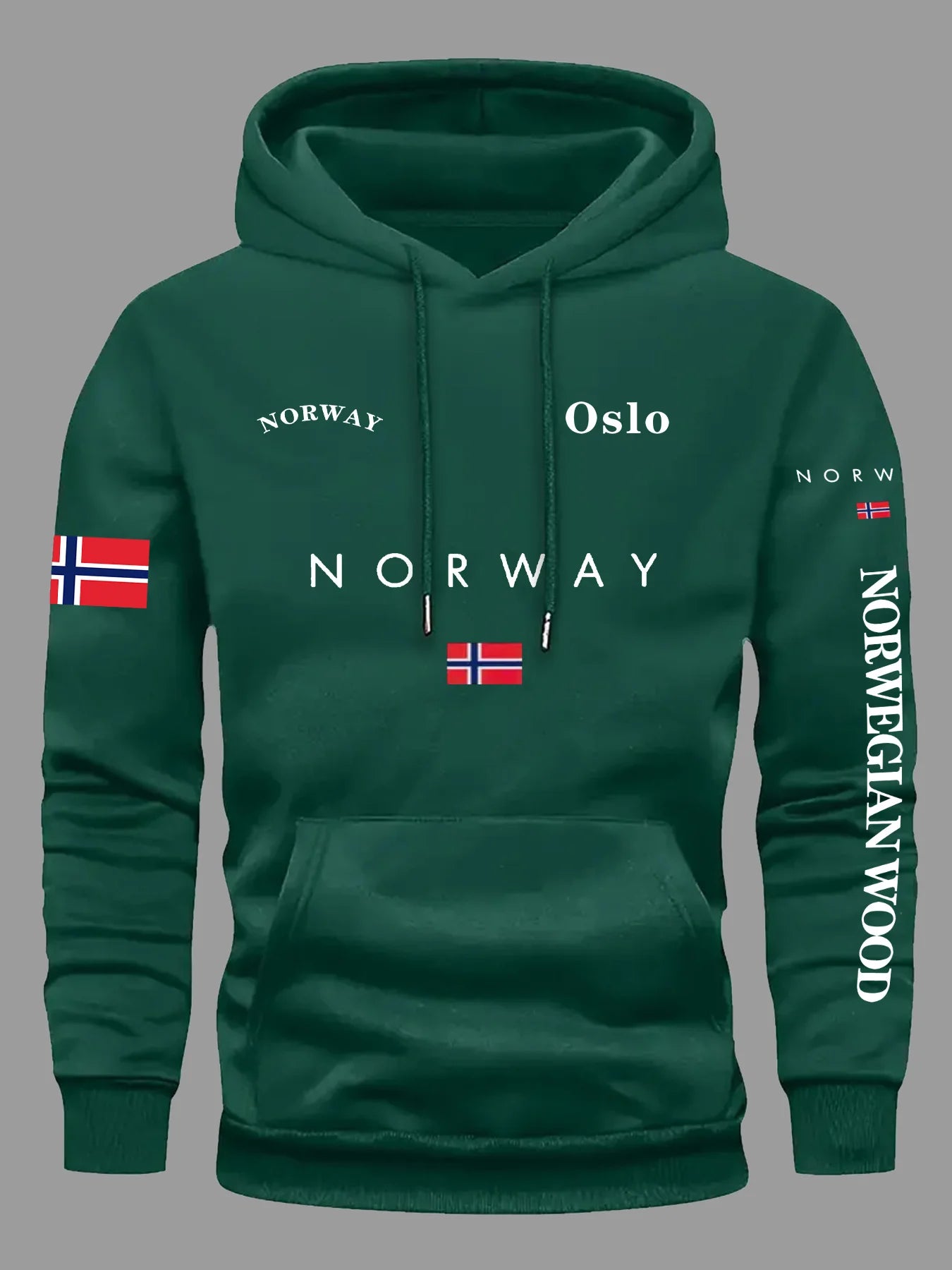 Giacca Sportiva con Cappuccio Unisex – Stampa Bandiera Norvegese Loose Fit