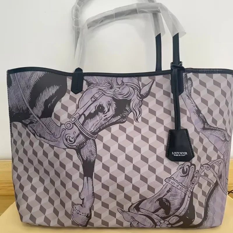 Borsa Tote Luxury Retrò con Stampa Animalier - Grande Capacità Multifunzione