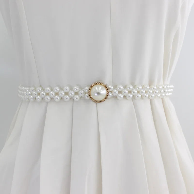 Cintura Elastica Decorativa con Perle e Strass - Accessorio Fashion per Abiti e Vestiti