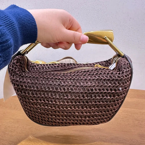 Borsa Cerimonia Intrecciata con Manico Oro - Clutch Elegante per Eventi