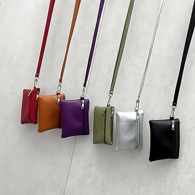 Mini Portamonete in Pelle PU - Portachiavi Compatto con Zip