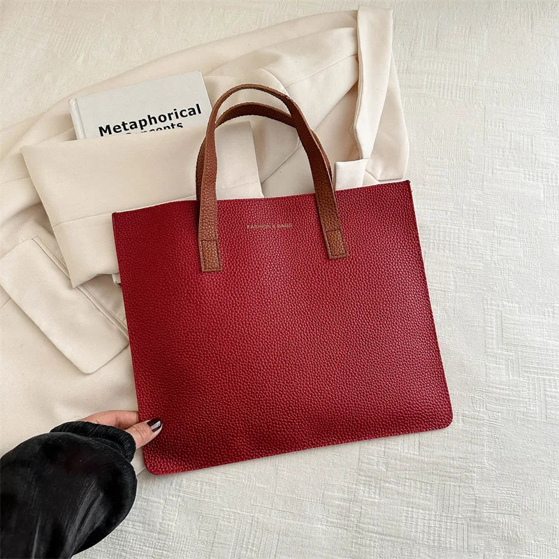 Borsa Tote Donna Retro - Shopper in Pelle PU Grande Capacità