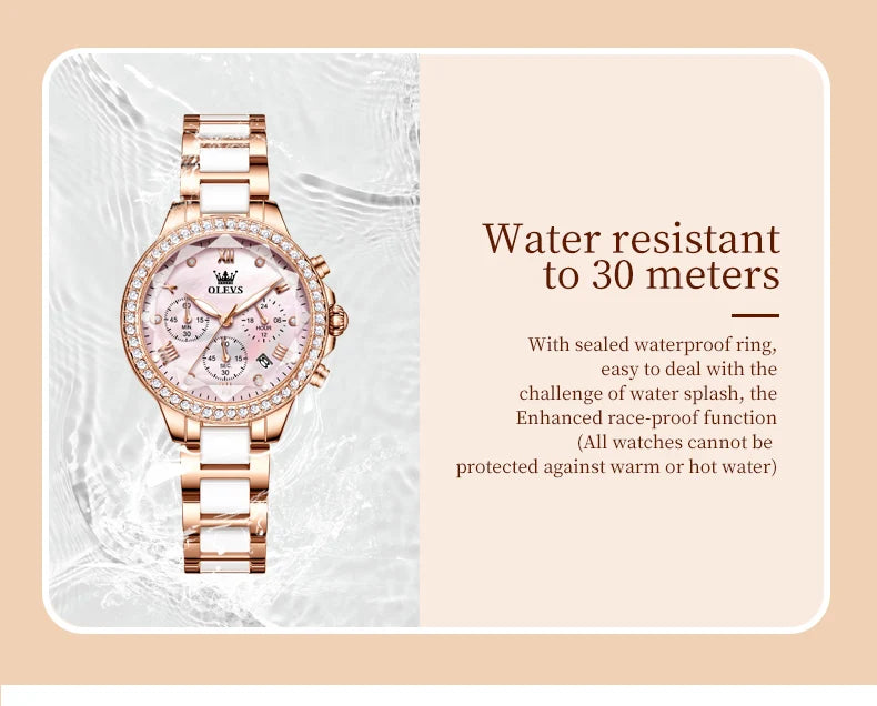 OLEVS Exquisite Women's Watches Prismatic Mirror Surface Quartz Watch Chronograph Gift Bracelet Calendar Waterproof Female Watch